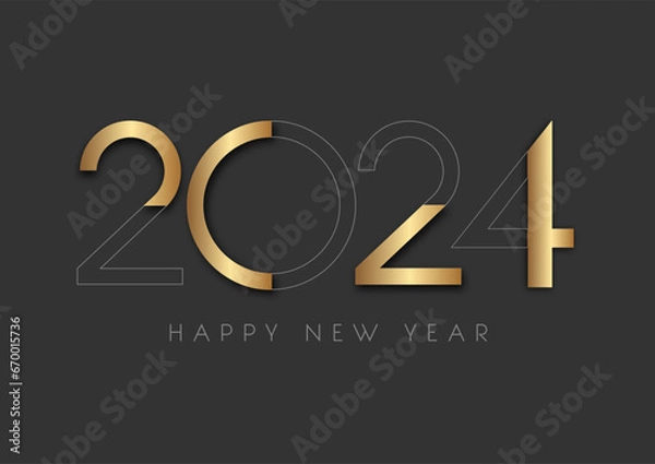 Obraz Happy New Year background with a modern gold numbers design