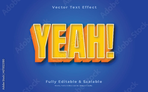 Obraz yeah 3d text effect vector download
