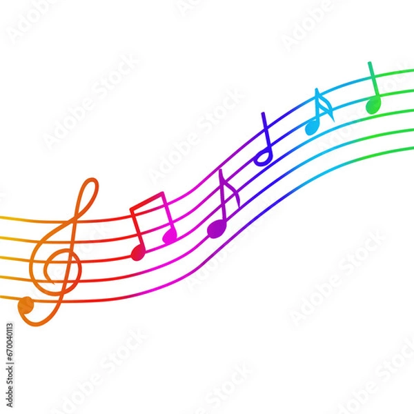 Obraz Colorful music notes on isolated background