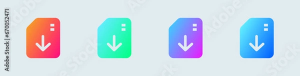 Fototapeta Import solid icon in gradient colors. Download signs vector illustration.