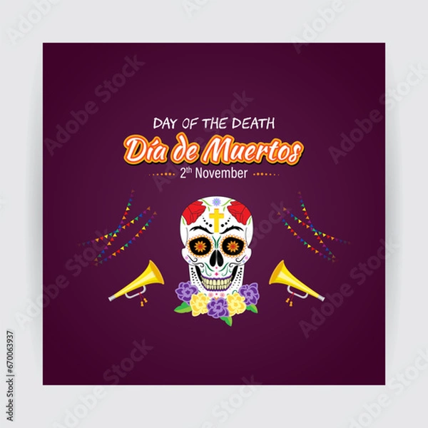 Fototapeta Vector illustration of Day of the Dead social media feed template
