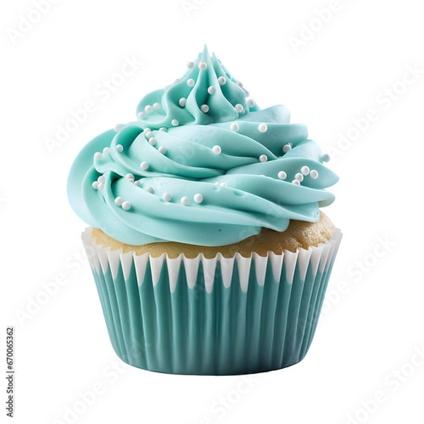 Obraz Turquoise cupcake isolated on transparent or white background
