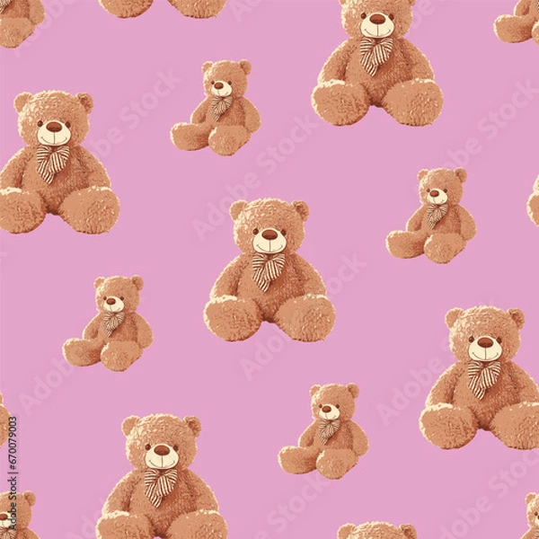 Fototapeta SEAMLES TEDDY BEAR PATTERN 086