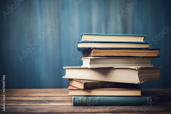 Fototapeta School studying university stack knowledge education read literature books learn