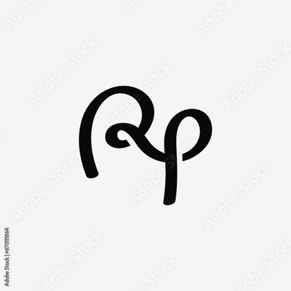 Fototapeta creative RP R P handwriting letter calligraphy initial logo design