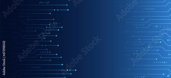 Fototapeta Hi-tech digital technology and engineering concept. Wide technology communication. Futuristic design for banner or presentation. The abstract circuit board is on a blue background.