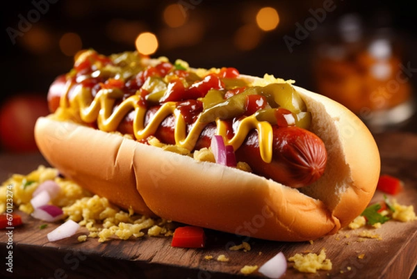 Obraz Hot dog beef in a bun