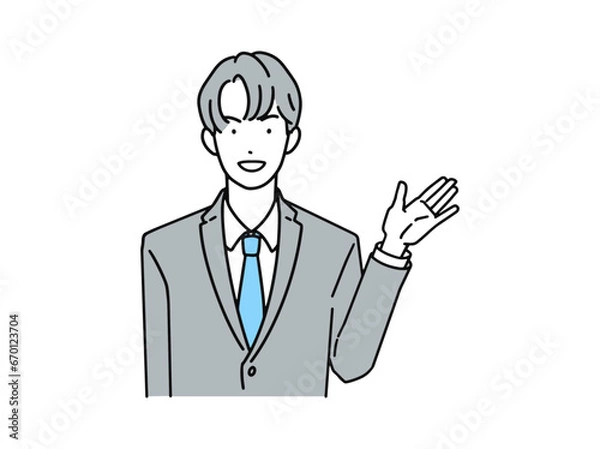 Fototapeta 案内をする男性ビジネスパーソン