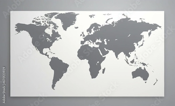 Obraz A world map hanging on a white wall