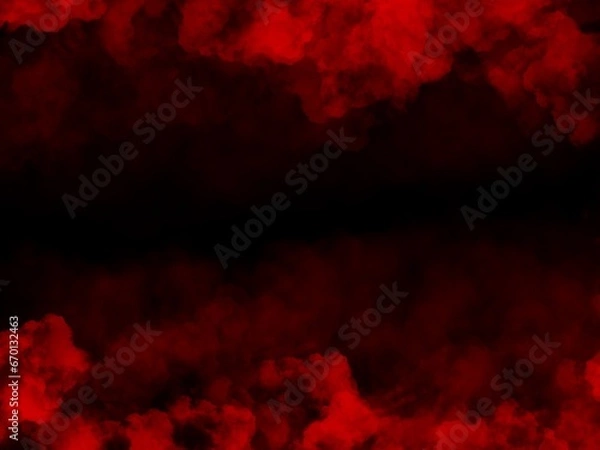 Fototapeta Red clouds 3D on dark background. Illustration drawn from tablet use for graphic background in abstract concept. 