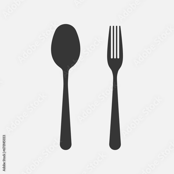 Fototapeta Spoon and fork icon. Vector