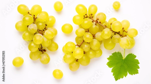Obraz Slice and display Muscat grapes on a pale background.