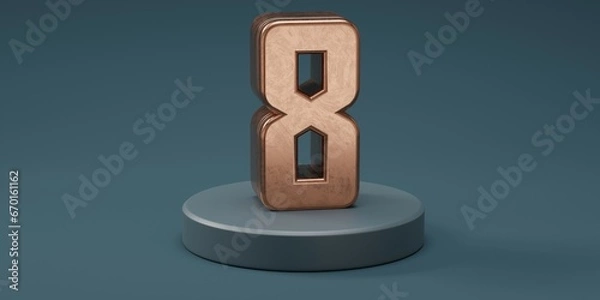 Obraz 3D render 8 number gold style for discount