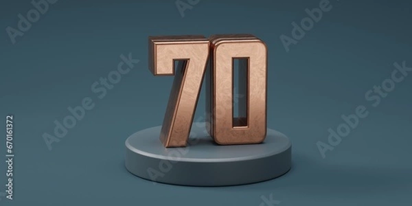 Obraz 3D render 70 number gold style for discount