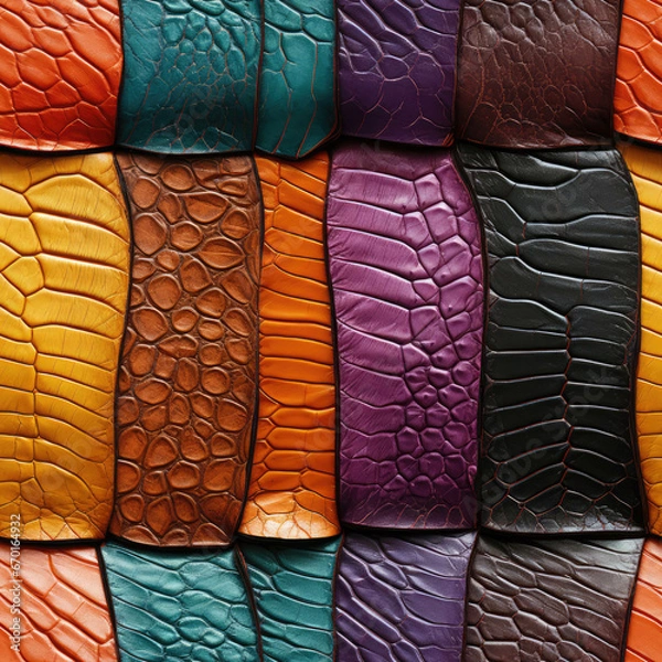 Fototapeta Seamless embossed leather snake skin texture
