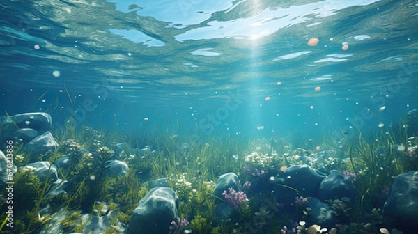 Obraz sun shining into water, view from bottom