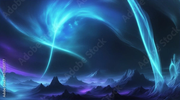 Obraz Aurora rays over mountains