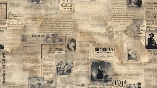 Obraz Seamless old vintage newspaper pattern