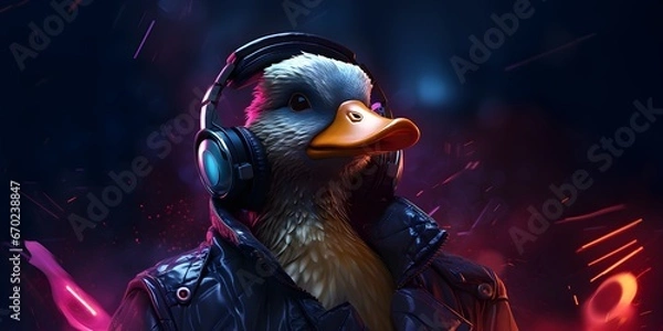 Fototapeta "Ducktronica: Quacking into the Future" | Background Design | AI Generated Artwork