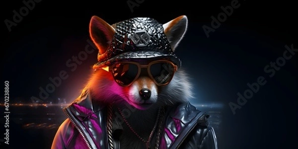 Fototapeta "Cyberfox Chronicles: The Futuristic Vagabond" | Background Design | AI Generated Artwork