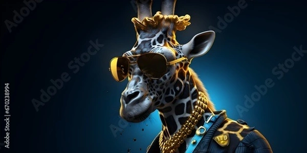 Fototapeta "Cybernetic Serenity: The Hip Giraffe in the Machine" | Background Design | Generative AI Artwork