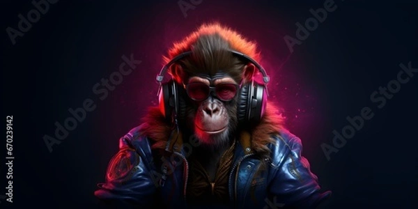 Fototapeta "ChimpTech Groove: The Ape of the Future" | Backgground Design | AI Generated Artwork