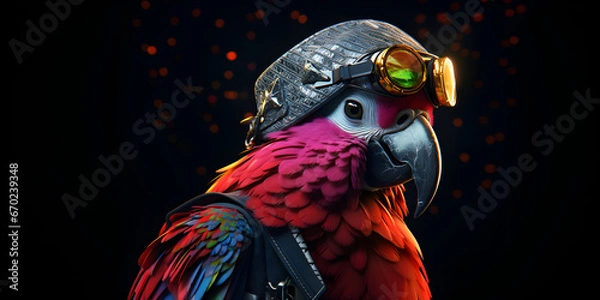 Fototapeta "ParroTech: Feathers and Circuits in Harmony" | Background Design | Generative AI Artwork