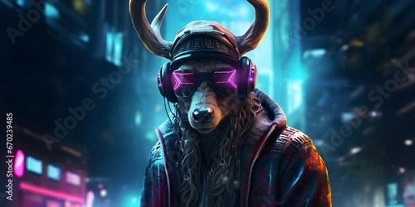 Fototapeta "Reinvent the North: Futuristic Antlers and Beats" | Background Design | AI Generated Artwork