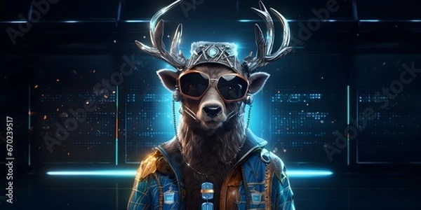 Obraz "Reinvent the North: Futuristic Antlers and Beats" | Background Design | AI Generated Artwork