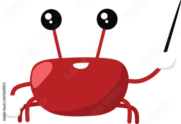 Obraz Crabs Mascot Character Cartoon Holding Stick Pointing Pose Vector Illustration