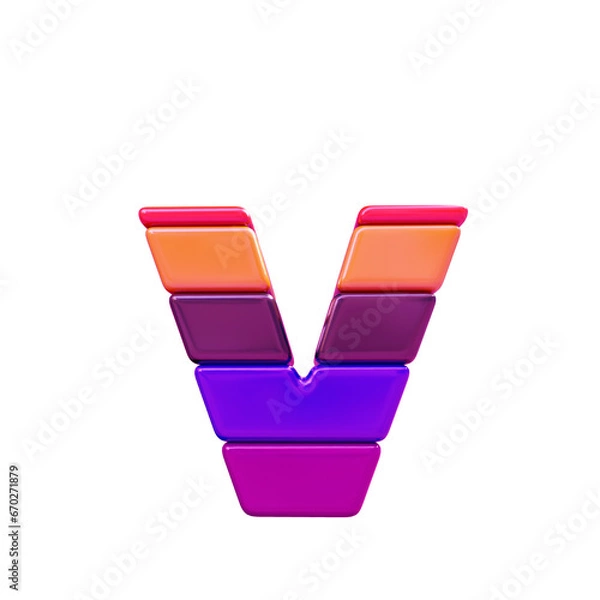 Obraz Color symbol made of horizontal blocks. letter v