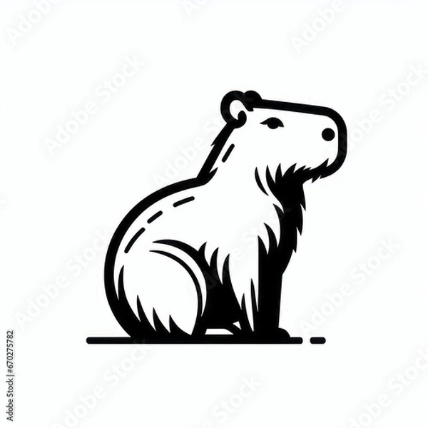 Fototapeta Images of capybaras, minimalist logos and illustrations of capybaras for stikers, advertisements, printed polo shirts, posing capybaras