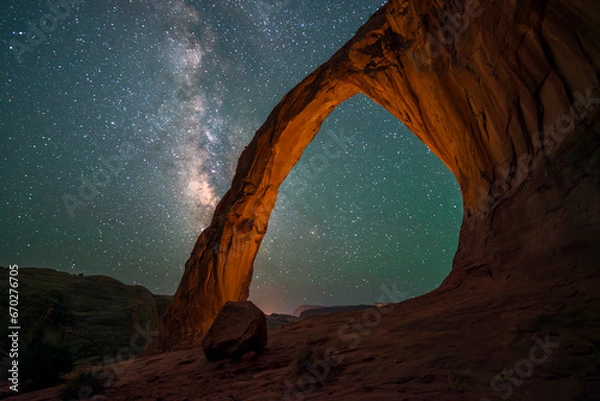 Fototapeta Milky Way Galaxy and Stars Behind Corona Arch
