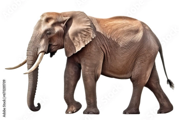 Obraz a bull African elephant side-view isolated on transparent background.