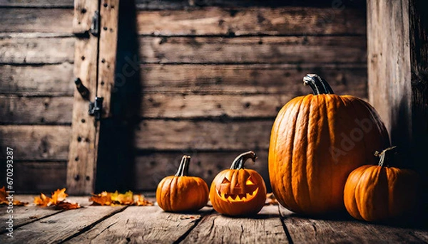 Obraz halloween pumpkin background with copyspace