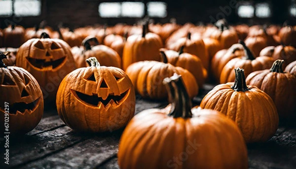 Obraz halloween pumpkin background with copyspace