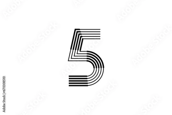 Fototapeta Logo 5 Letter monogram parallel line, number Design Template.