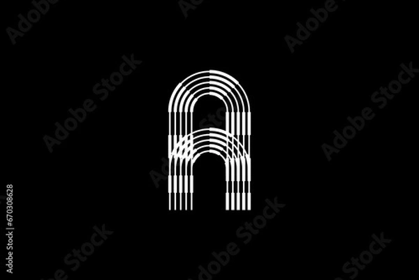 Fototapeta Logo A Letter monogram parallel lines shapes, Alphabet Design Template.
