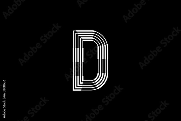 Fototapeta Logo D Letter monogram parallel lines shapes, Alphabet Design Template.