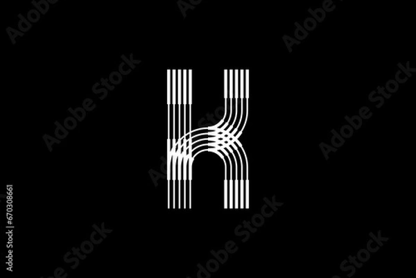 Fototapeta Logo K Letter monogram parallel lines shapes, Alphabet Design Template.