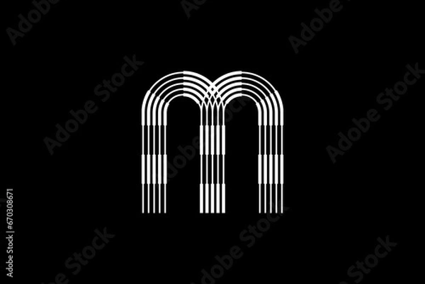 Fototapeta Logo M Letter monogram parallel lines shapes, Alphabet Design Template.
