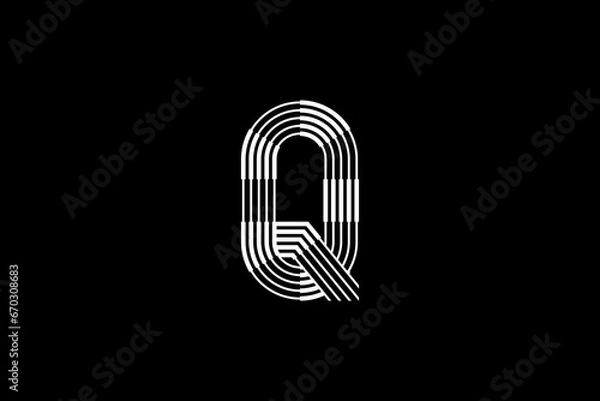Fototapeta Logo Q Letter monogram parallel lines shapes, Alphabet Design Template.