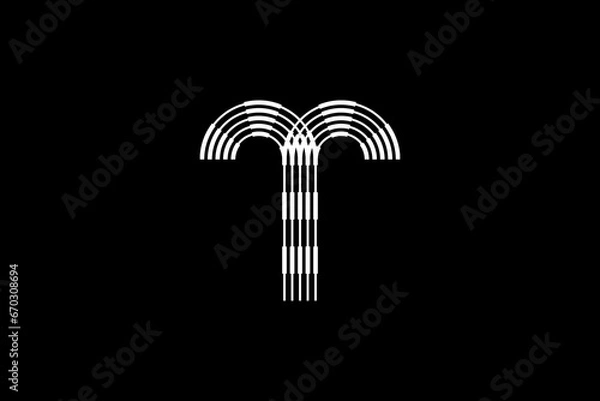 Fototapeta Logo T Letter monogram parallel lines shapes, Alphabet Design Template.