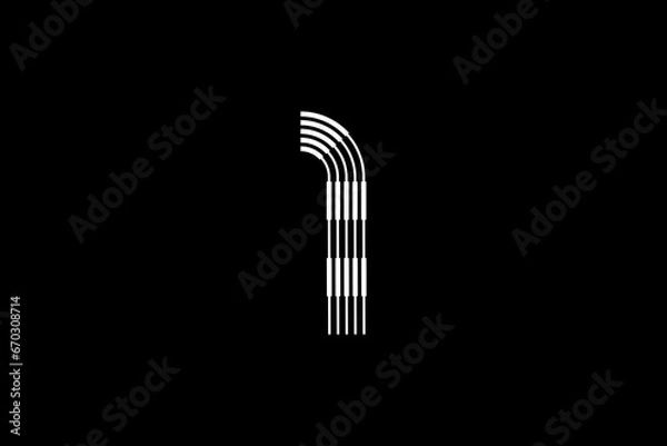 Fototapeta Logo 1 Letter monogram parallel line, number Design Template.