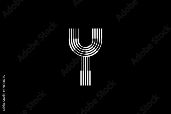 Fototapeta Logo Y Letter monogram parallel lines shapes, Alphabet Design Template.