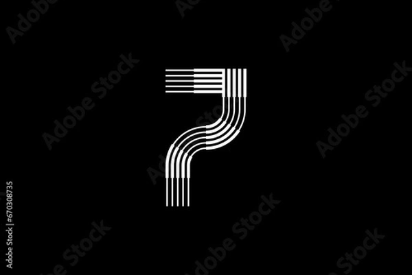 Fototapeta Logo 7 Letter monogram parallel line, number Design Template.