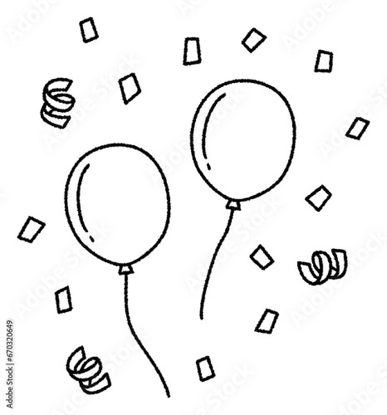 Fototapeta 風船・バルーンの線画手書きベクターイラスト／クリスマスパーティ