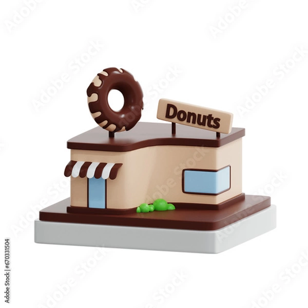 Obraz 3d rendering donuts bakery building illustration