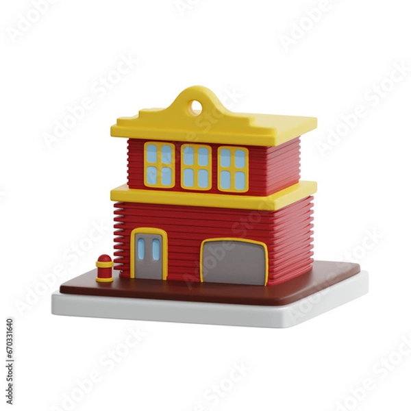 Obraz 3d rendering fire station building illustration