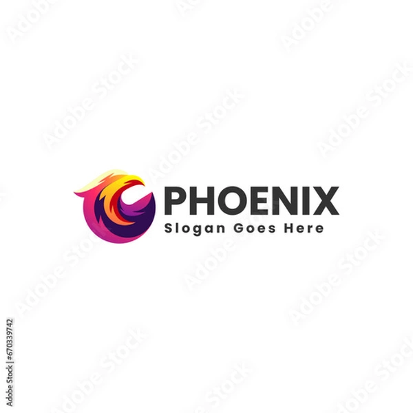 Fototapeta Vector Logo Illustration Phoenix Gradient Colorful Style.
